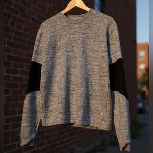 Public School NYC 🗽 Unisex Gray Black Elbow Patch Sweatshirt S 🖤 Made in USA
